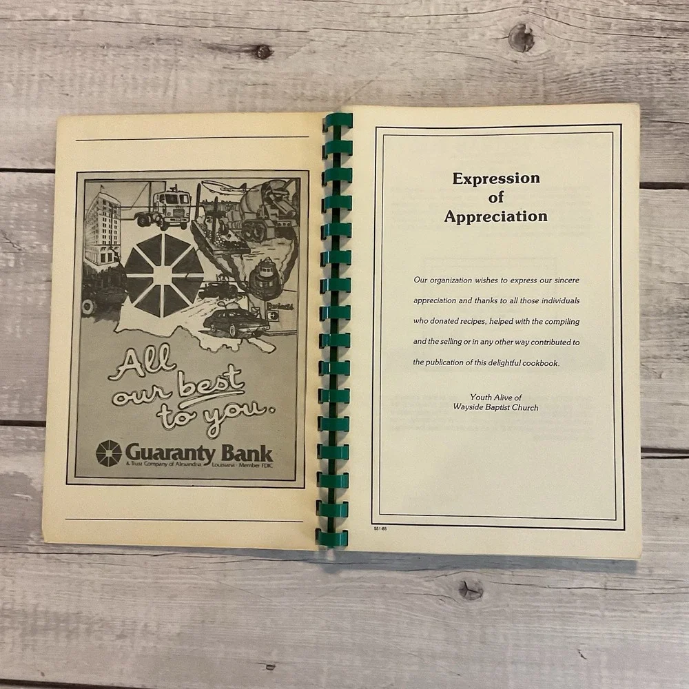 Youth Alive Cookbook Wayside Baptist Church Pollock Louisiana 1985 Recipes